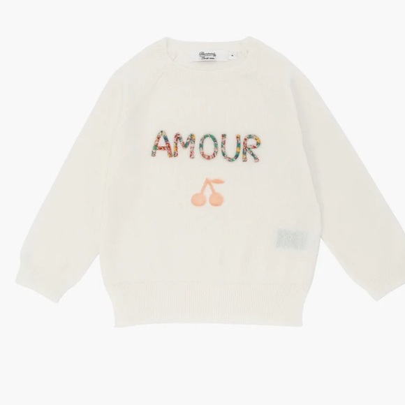 Bonpoint amour cherry milk white soft cotton sweater - Picture 11 of 12